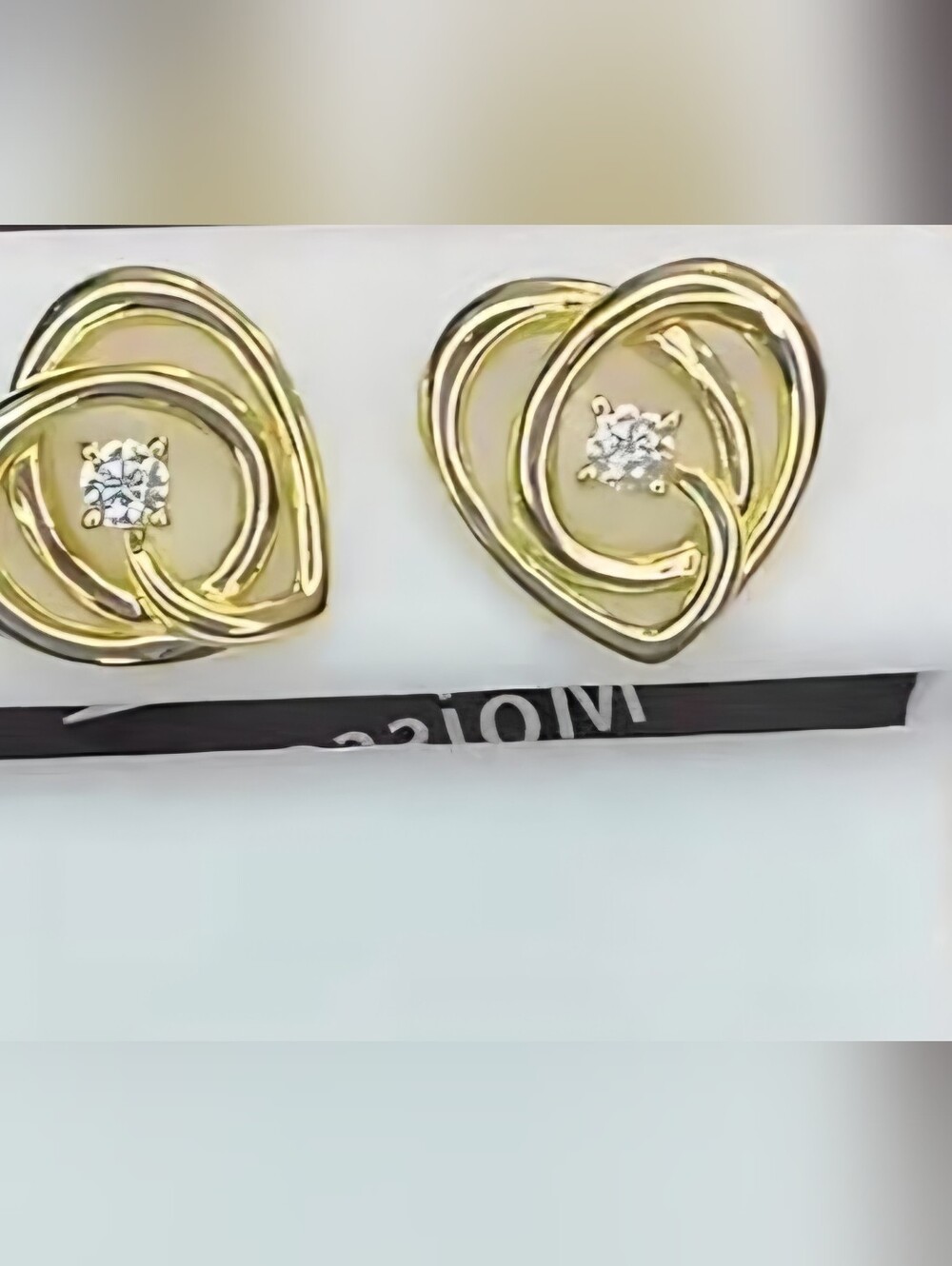 14 Gold Over Sterling Silver Love Heart Moissanite Stud Earrings
